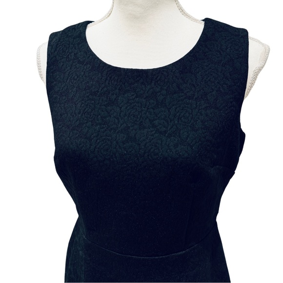 Liz Claiborne Black Floral Jacquard Fit & Flare Sleeveless Dress (2) - Picture 9 of 15